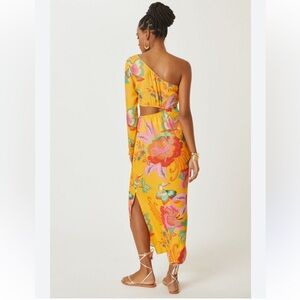FARM RIO Anthropologie Mulitcolor Single Shoulder Maxi Dress Medium